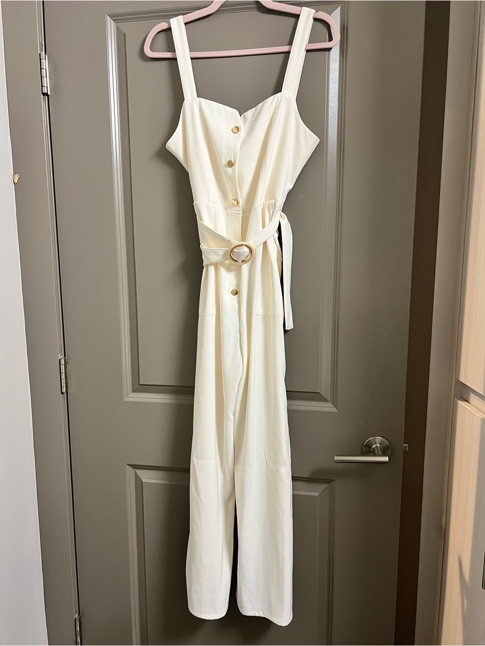 ZARA BELTED JUMPSUIT White Medium - Picture 2 of 5